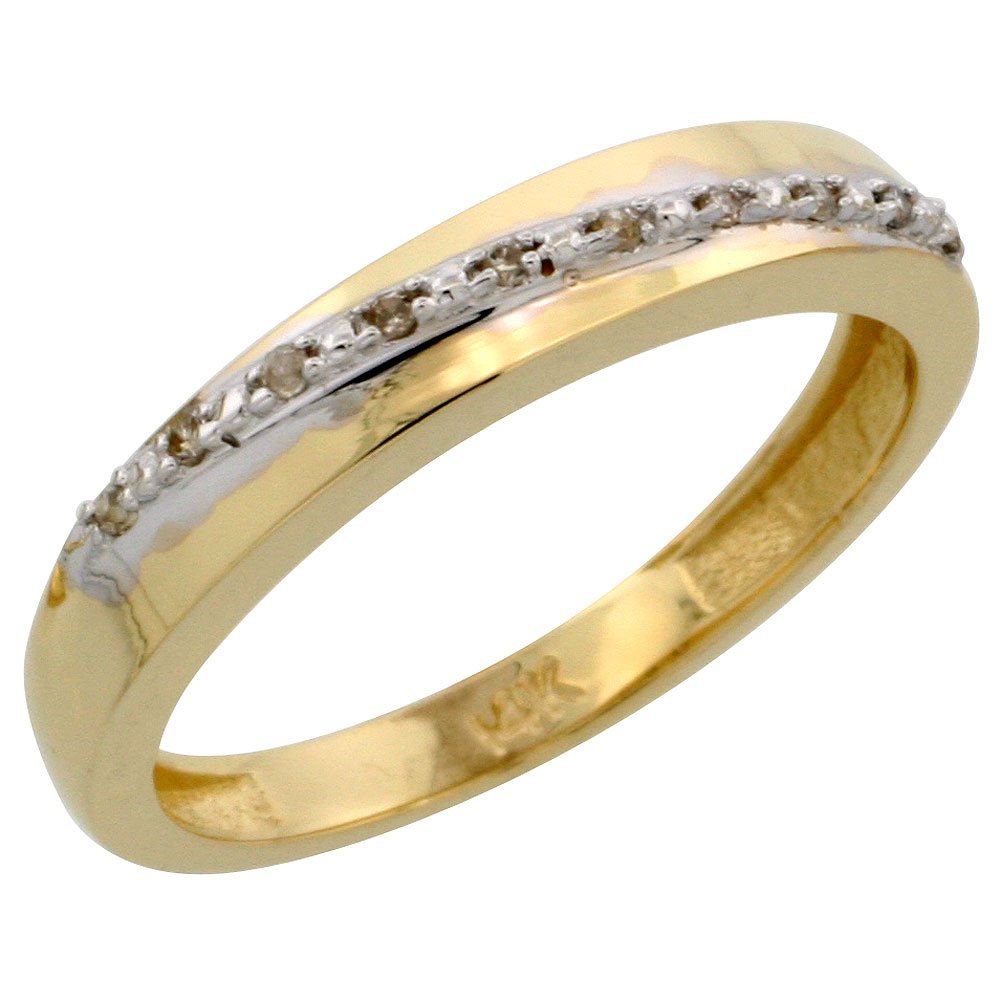 14k Gold Ladies&#039; Diamond Band, w/ 0.08 Carat Brilliant Cut Diamonds, 1/8 in. (3.5mm) wide