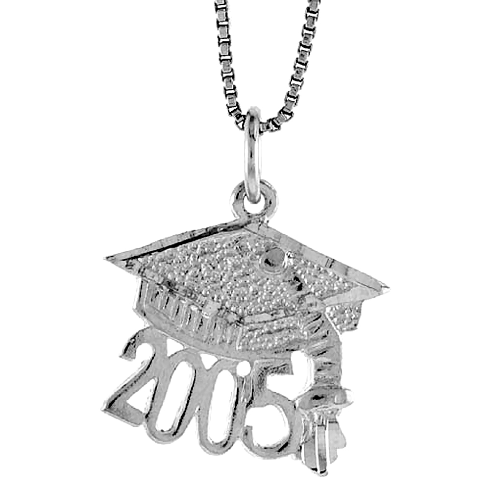 STERLING SILVER GRADUATION PENDANT, 1/2 INCH TALL