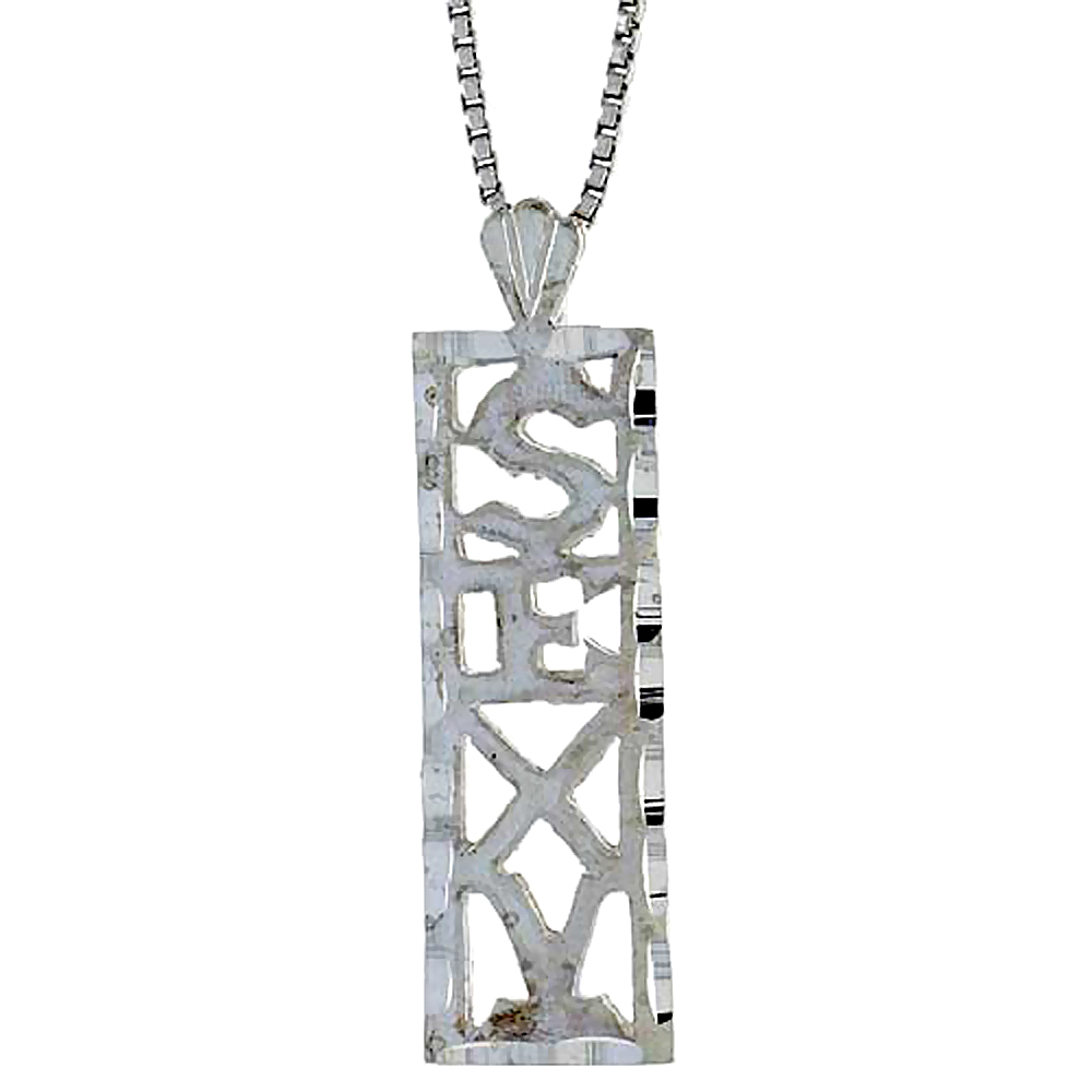STERLING SILVER SEXY WORD PENDANT, 7/8 INCH TALL