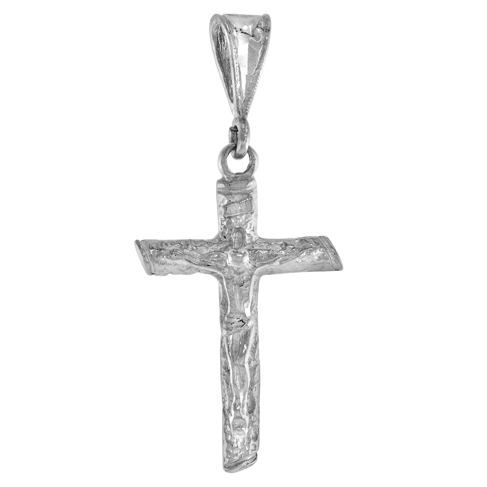 STERLING SILVER CRUCIFIX PENDANT, 1 1/4 INCH