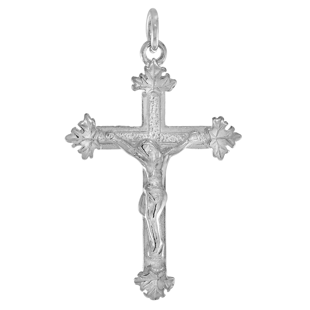 STERLING SILVER CRUCIFIX PENDANT, 1 1/4 INCH