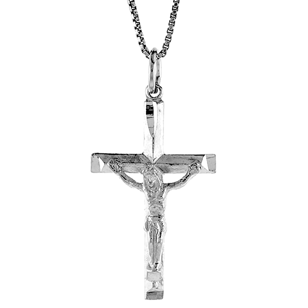 STERLING SILVER CRUCIFIX PENDANT, 1 1/4 INCH