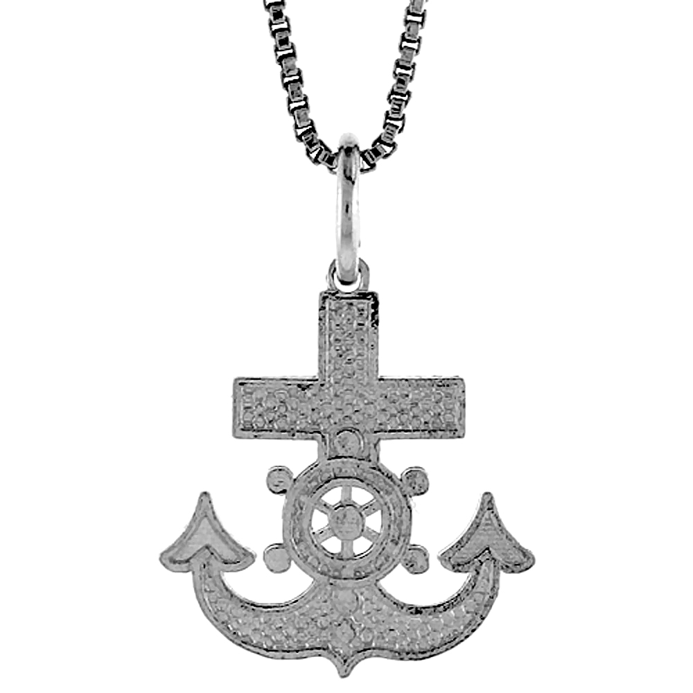 STERLING SILVER ANCHOR PENDANT, 5/8 INCH