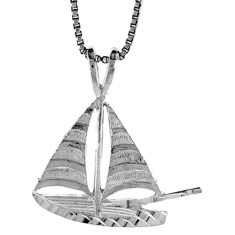 STERLING SILVER SAILBOAT PENDANT, 3/4 INCH
