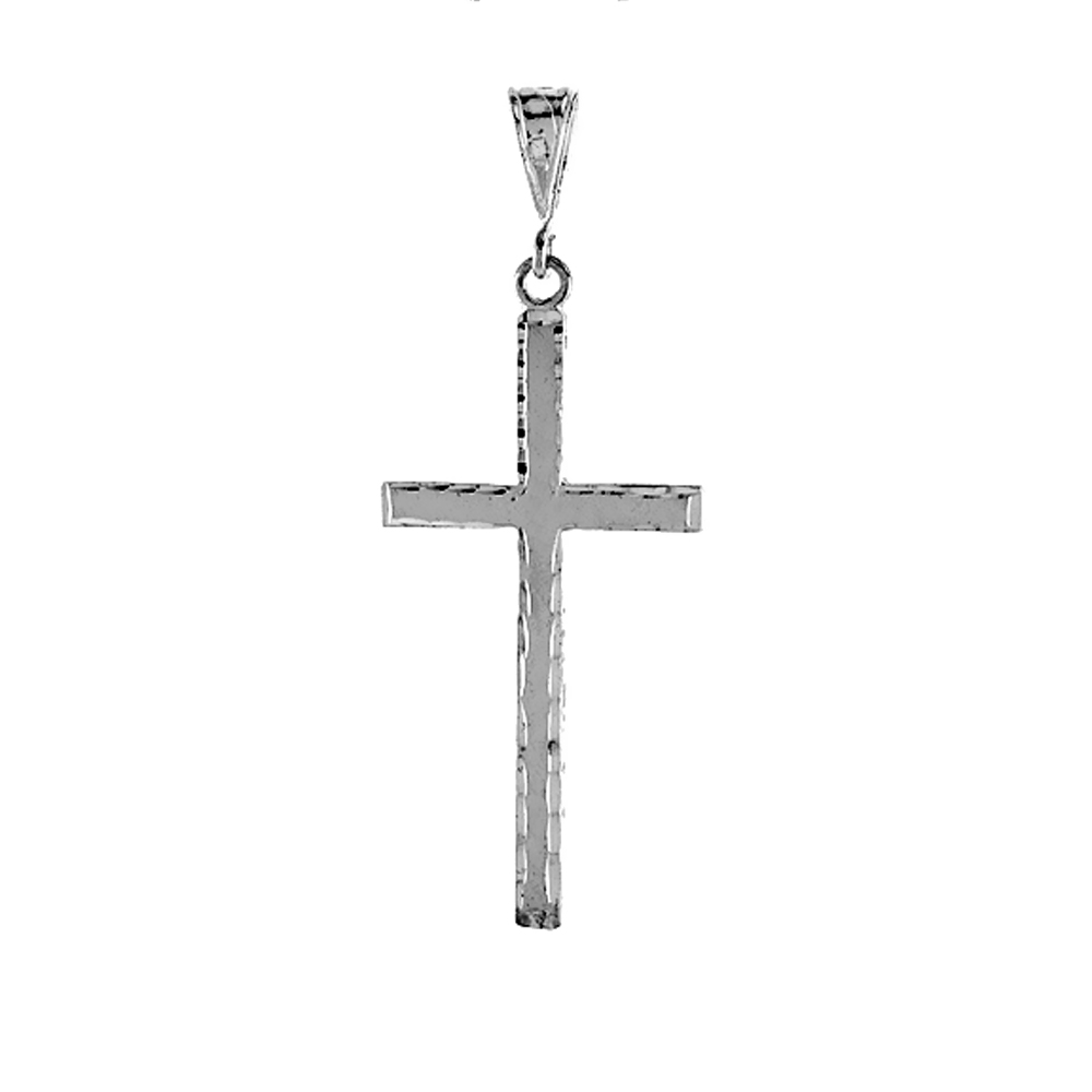 2 1/16 INCH STERLING SILVER LARGE CROSS PENDANT LATIN