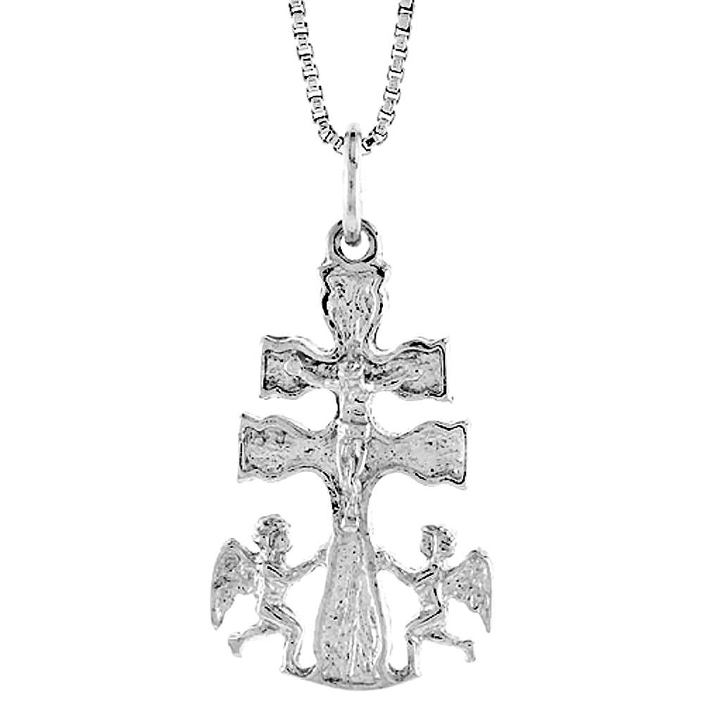 STERLING SILVER CARABACA CROSS PENDANT, 1 INCH