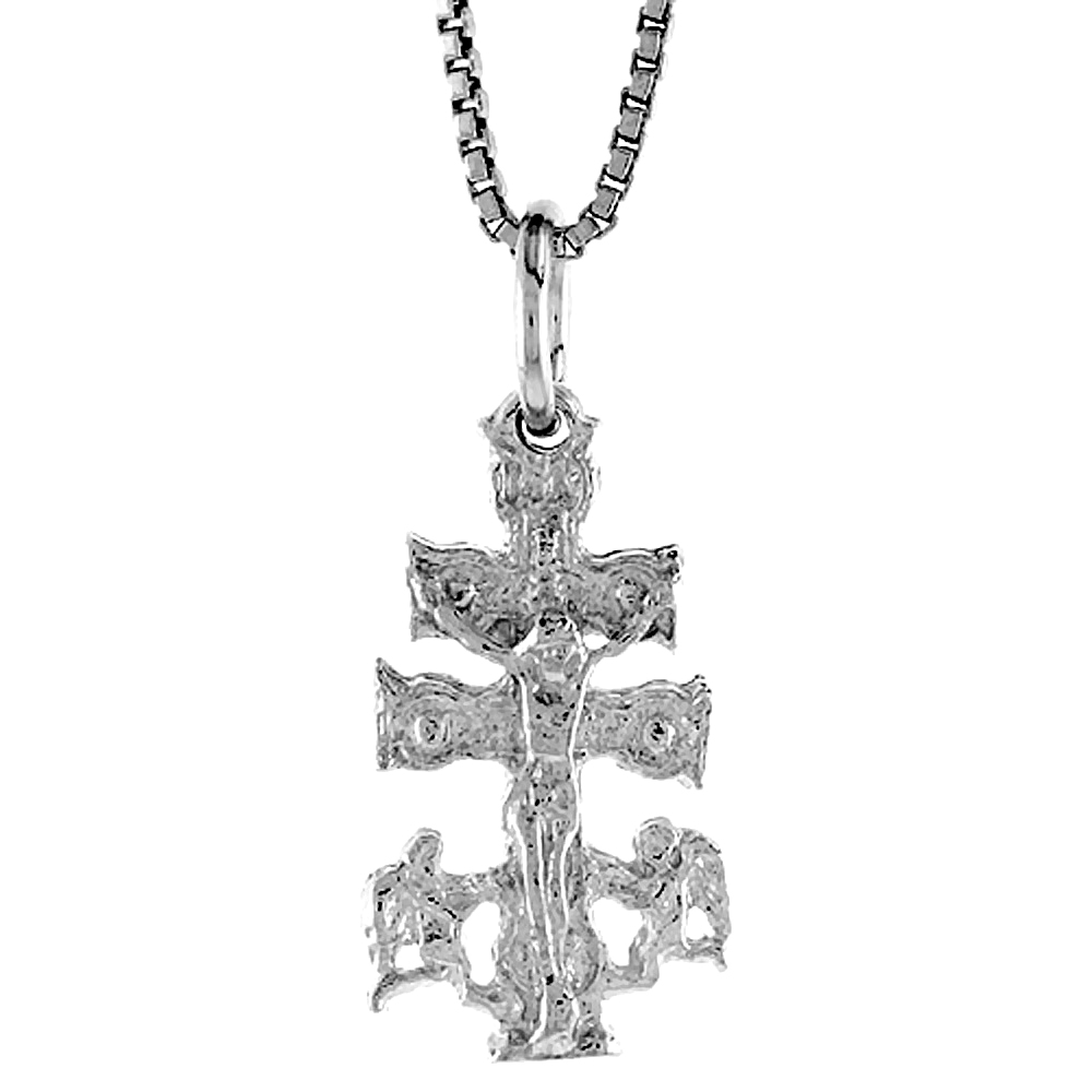 STERLING SILVER CARABACA CROSS PENDANT, 3/4 INCH