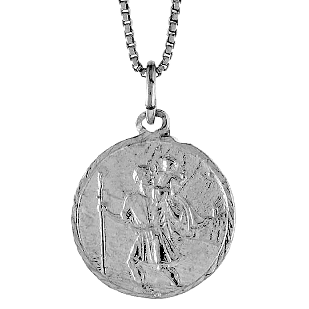 STERLING SILVER ST CHRISTOPHER MEDAL , 3/4 INCH