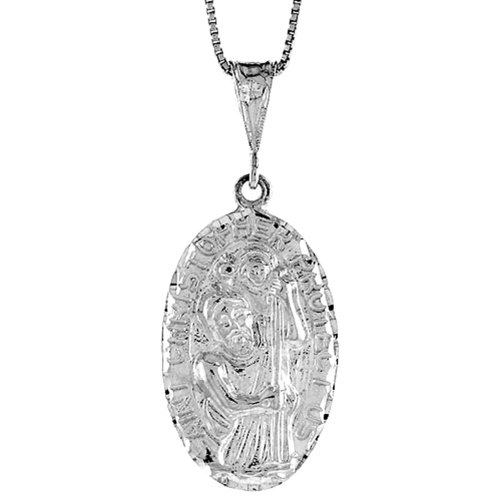 STERLING SILVER ST CHRISTOPHER MEDAL , 1 1/4 INCH