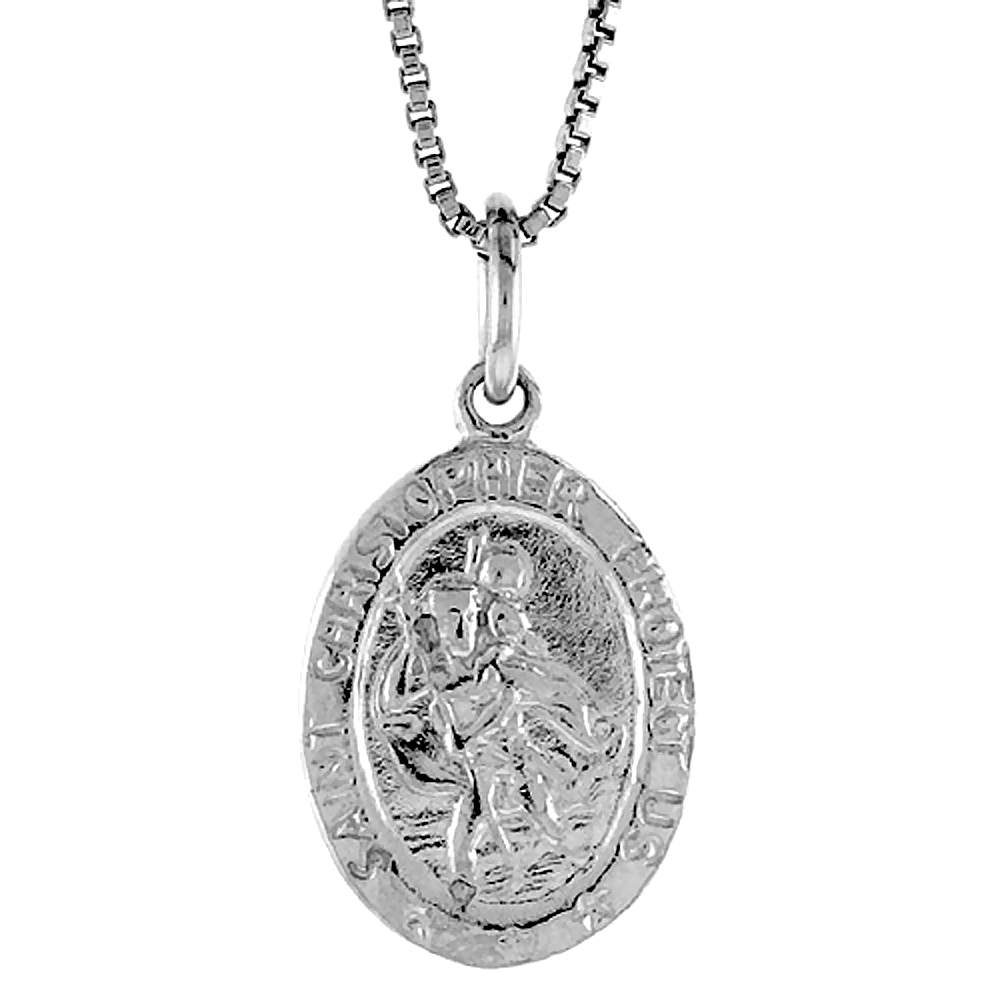STERLING SILVER ST CHRISTOPHER MEDAL , 3/4 INCH
