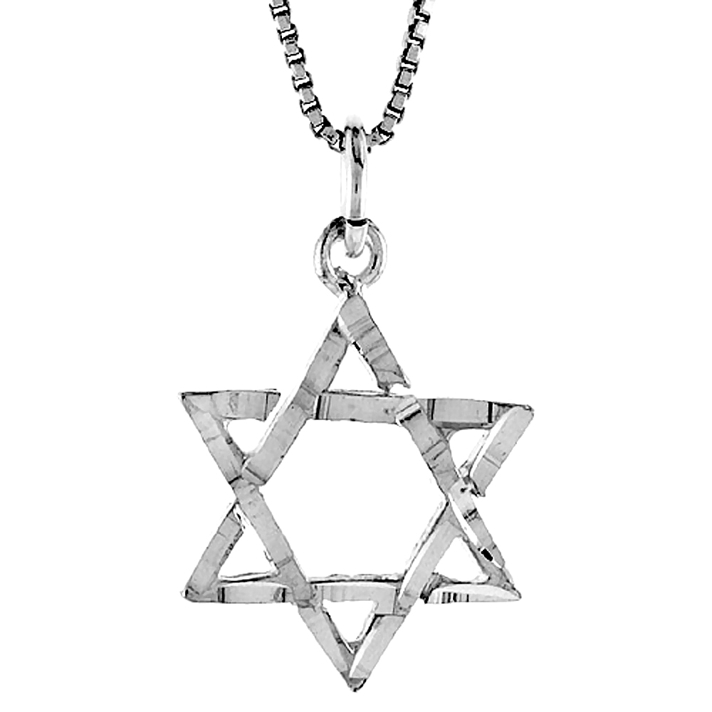 STERLING SILVER STAR OF DAVID PENDANT, 3/4 INCH