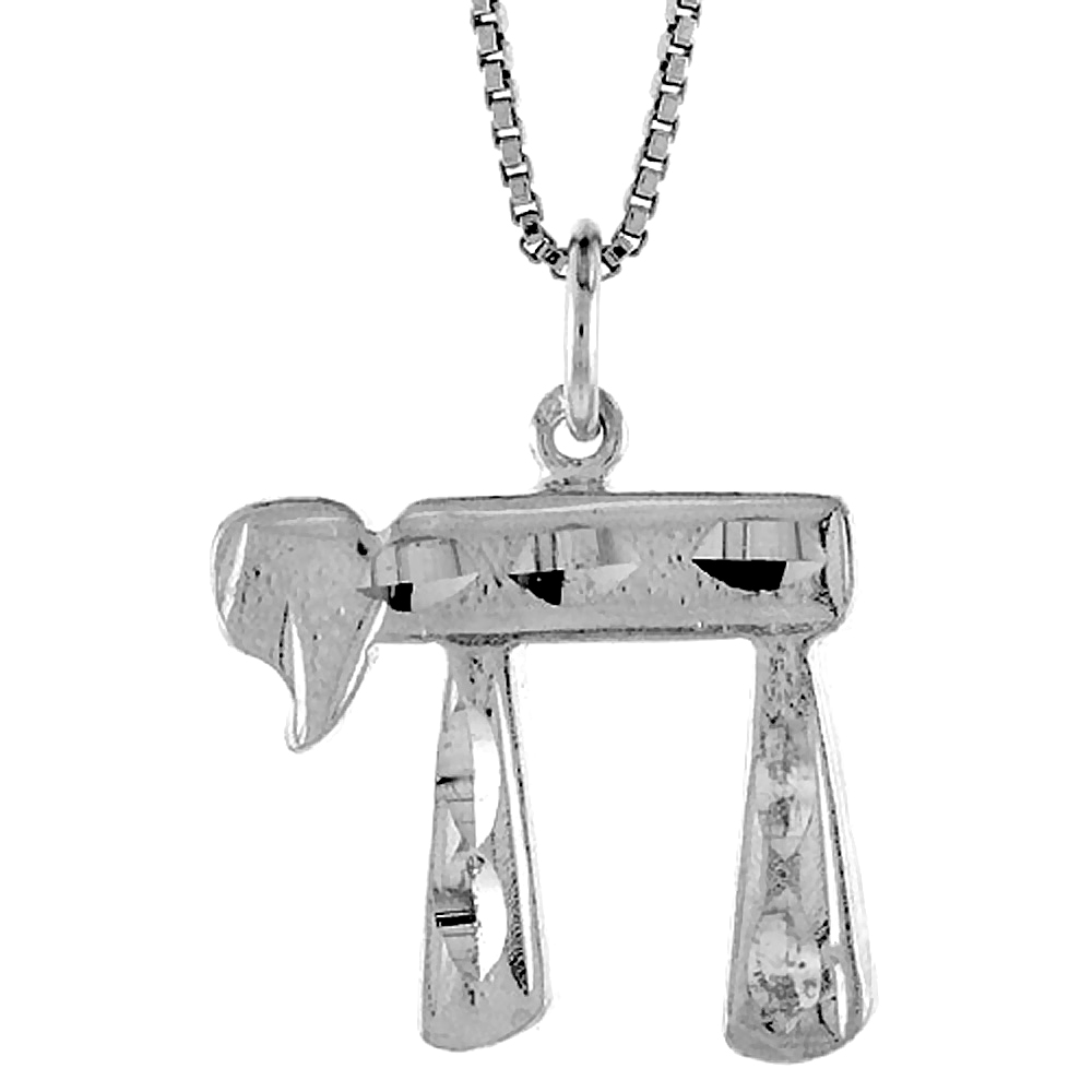 STERLING SILVER CHAI PENDANT, 3/4 INCH