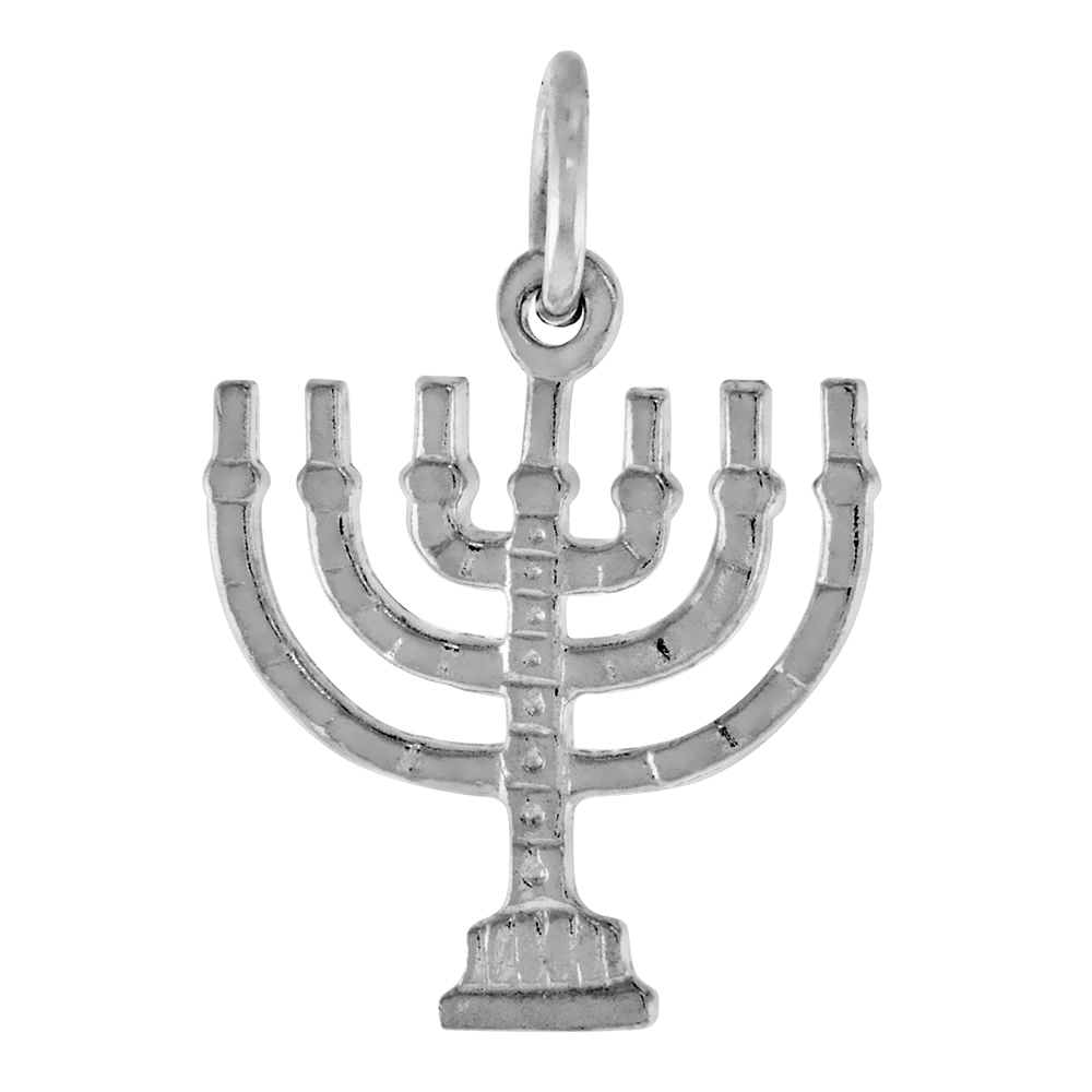 Sterling Silver Menorah Pendant, 5/8 inch