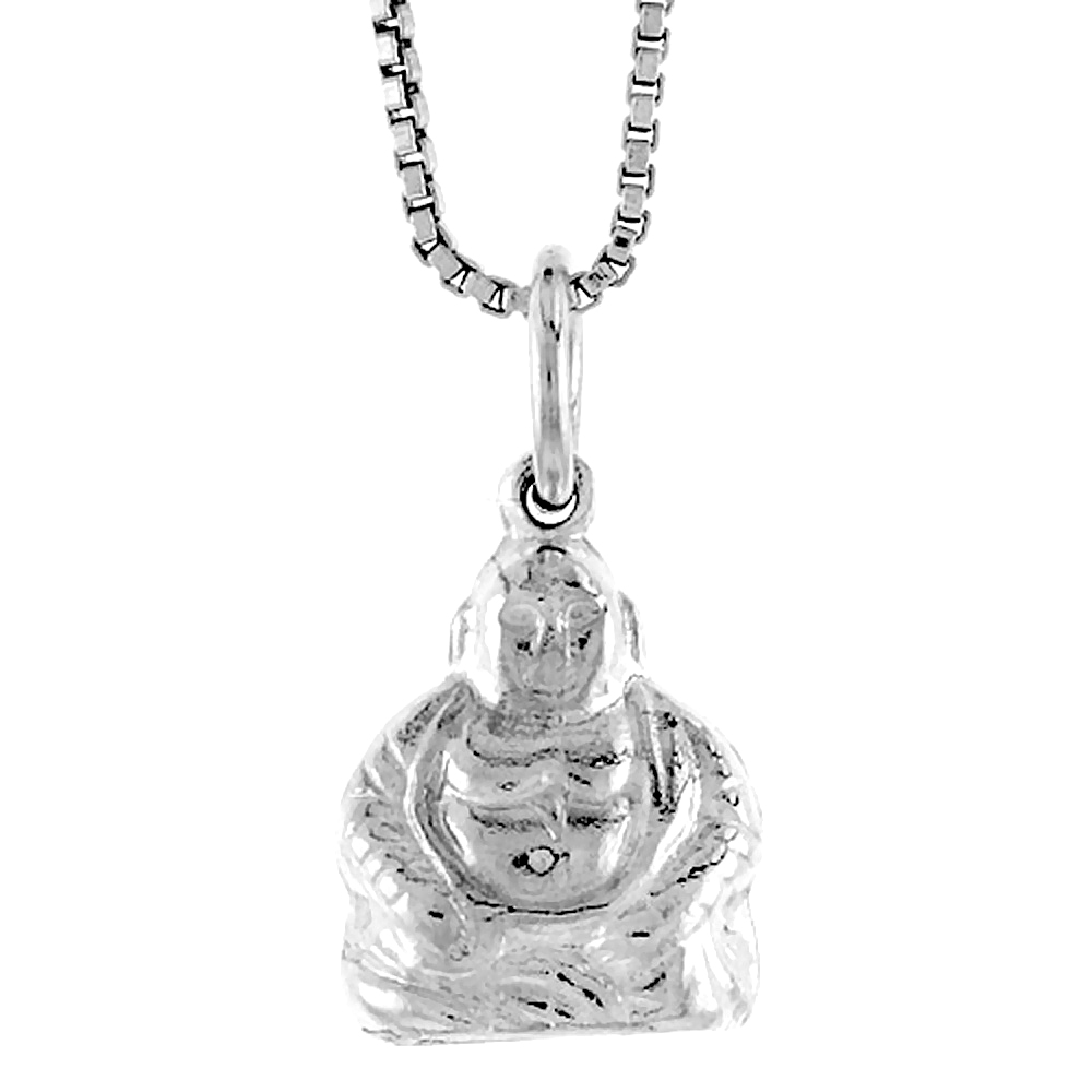 STERLING SILVER FAT BUDDHA HOTEI PENDANT, 1/2 INCH