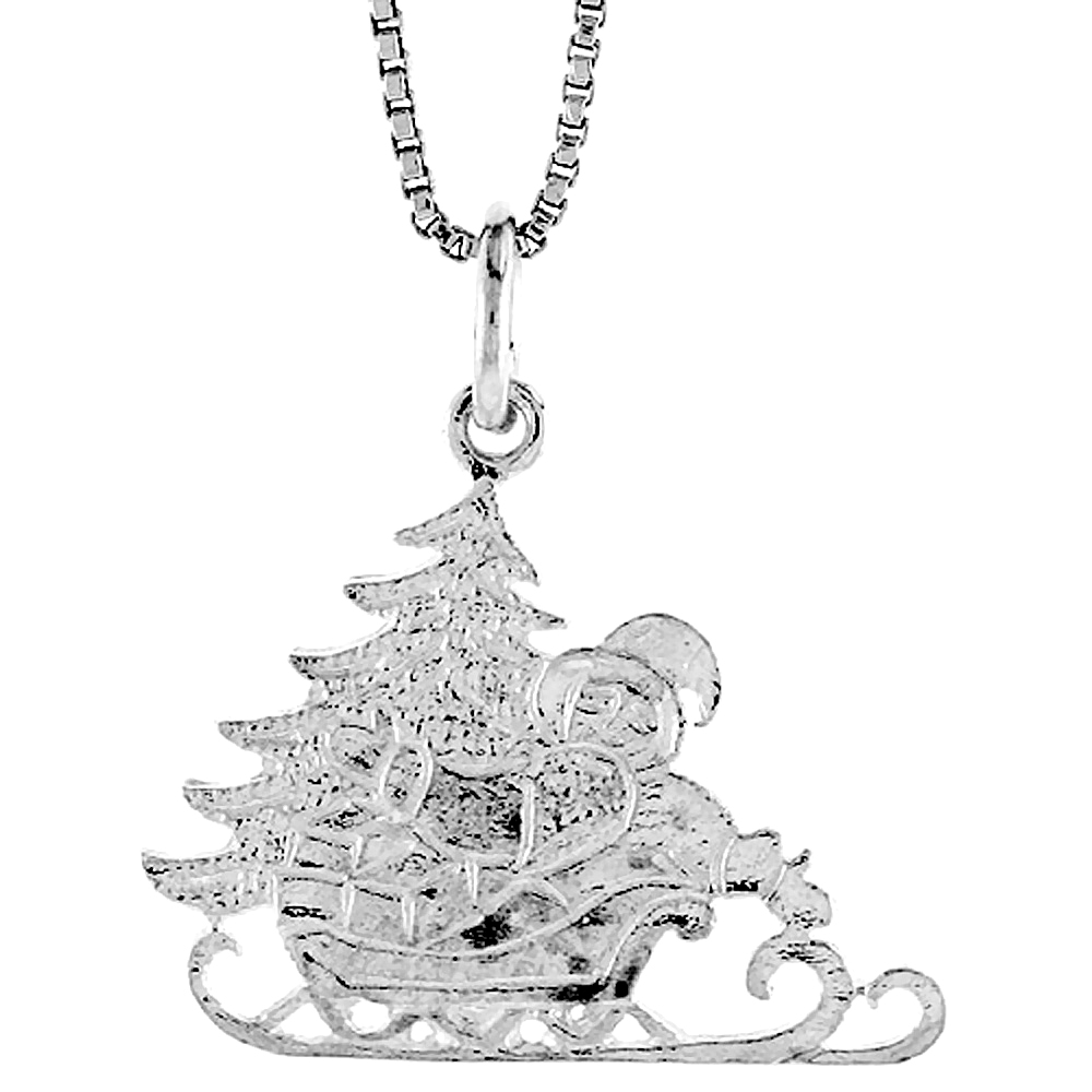 STERLING SILVER SANTA'S SLEIGH PENDANT, 5/8 INCH