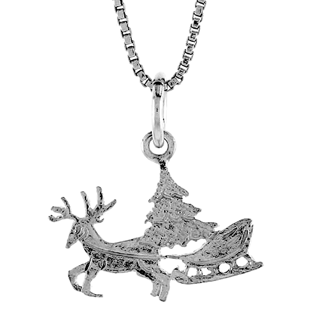 STERLING SILVER SANTA'S SLEIGH PENDANT, 1/2 INCH