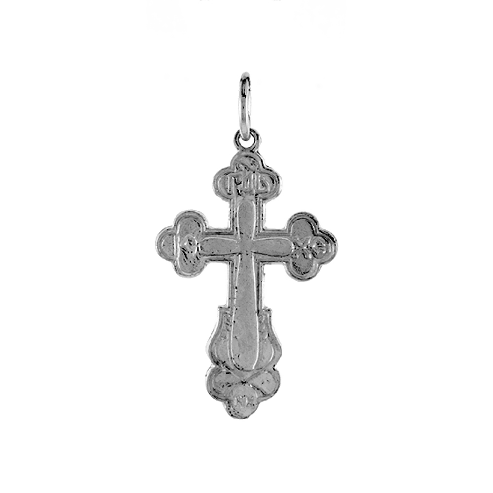 1 1/16 INCH STERLING SILVER ORTHODOX CROSS PENDANT