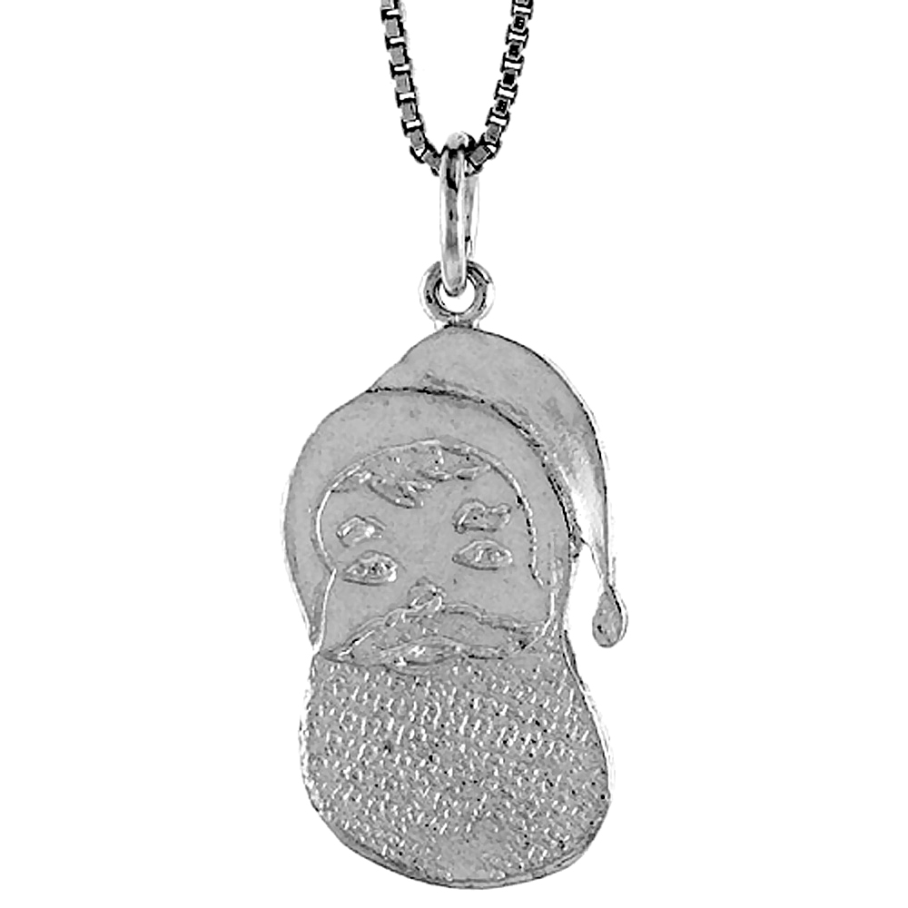 STERLING SILVER SANTA CLAUS PENDANT, 7/8 INCH