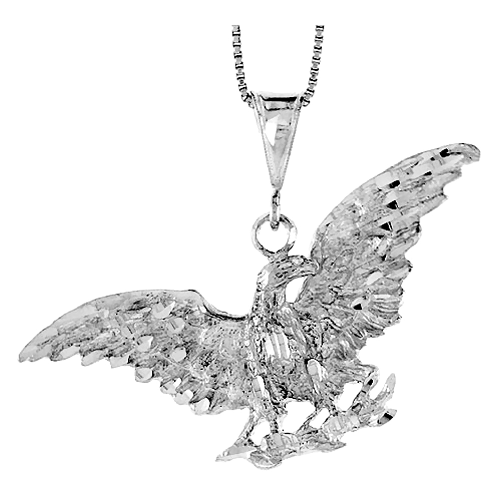 STERLING SILVER EAGLE PENDANT, 2 3/16 X 3/4 INCH