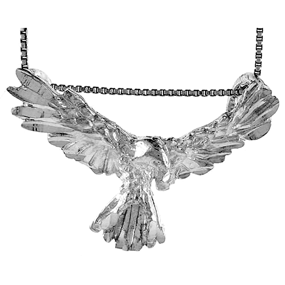 STERLING SILVER EAGLE PENDANT, 1 1/2 INCH WIDE