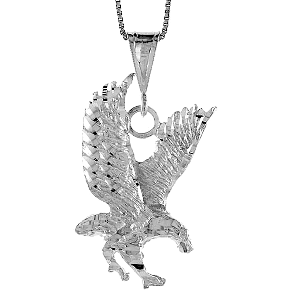 STERLING SILVER EAGLE PENDANT, 1 1/4 INCH
