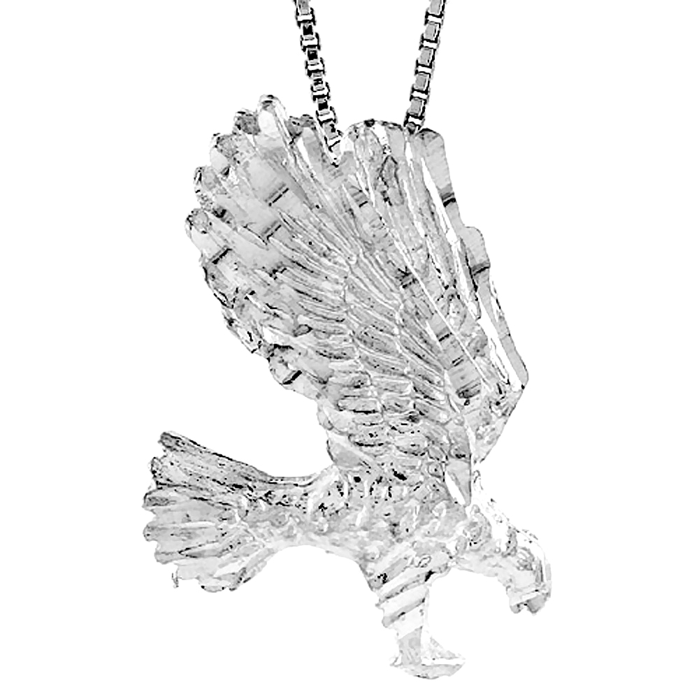 STERLING SILVER EAGLE PENDANT, 1 1/16 INCH TALL