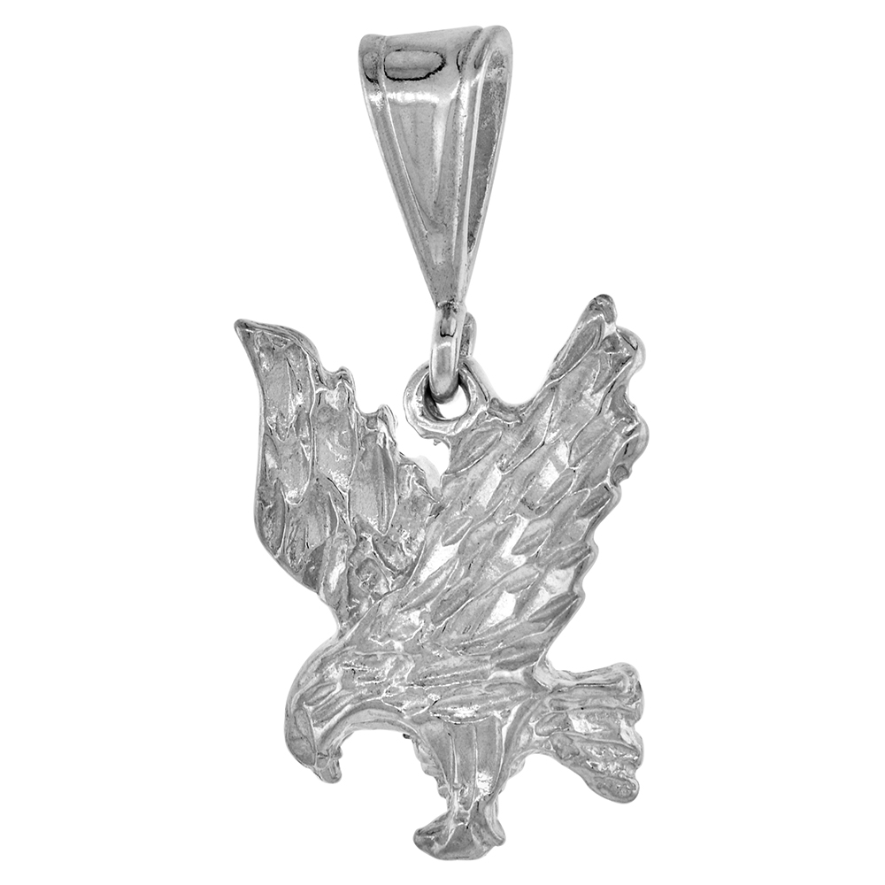 SMALL STERLING SILVER LANDING EAGLE PENDANT 7/8 INCH