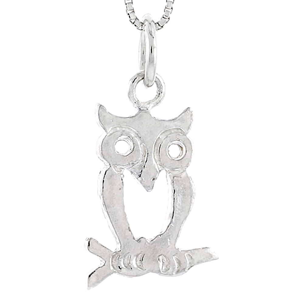 STERLING SILVER OWL PENDANT, 3/4 INCH