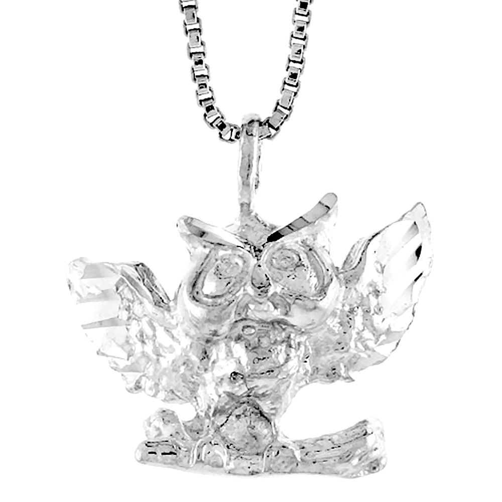 STERLING SILVER OWL PENDANT, 1/2 INCH