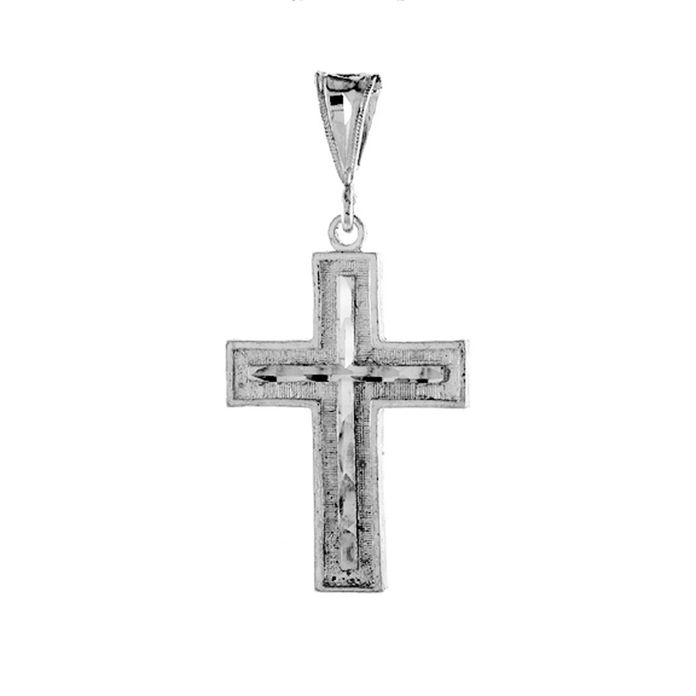 1 1/4 INCH STERLING SILVER CROSS PENDANT LATIN