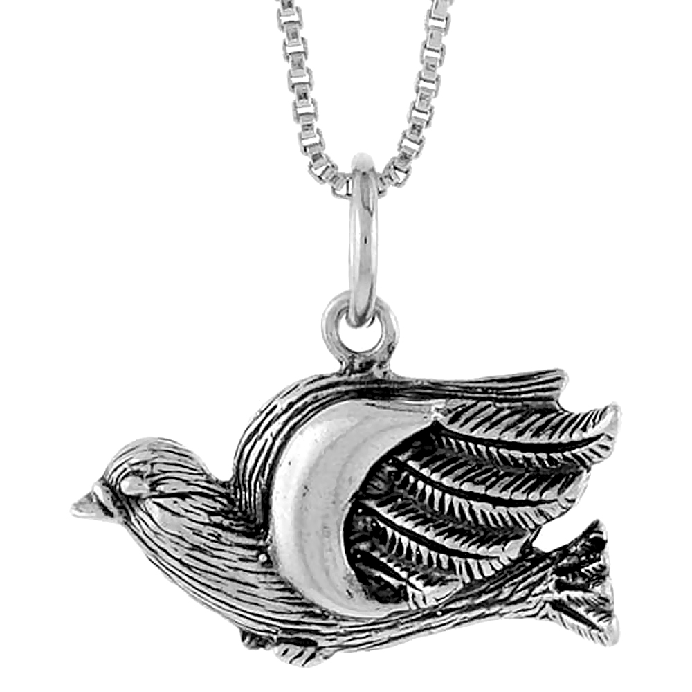 STERLING SILVER DOVE PENDANT, 1/2 INCH TALL