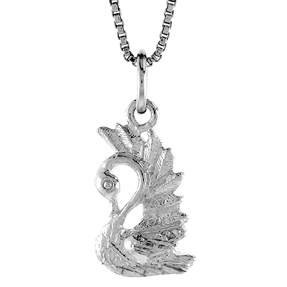 STERLING SILVER SWAN PENDANT, 5/8 INCH TALL