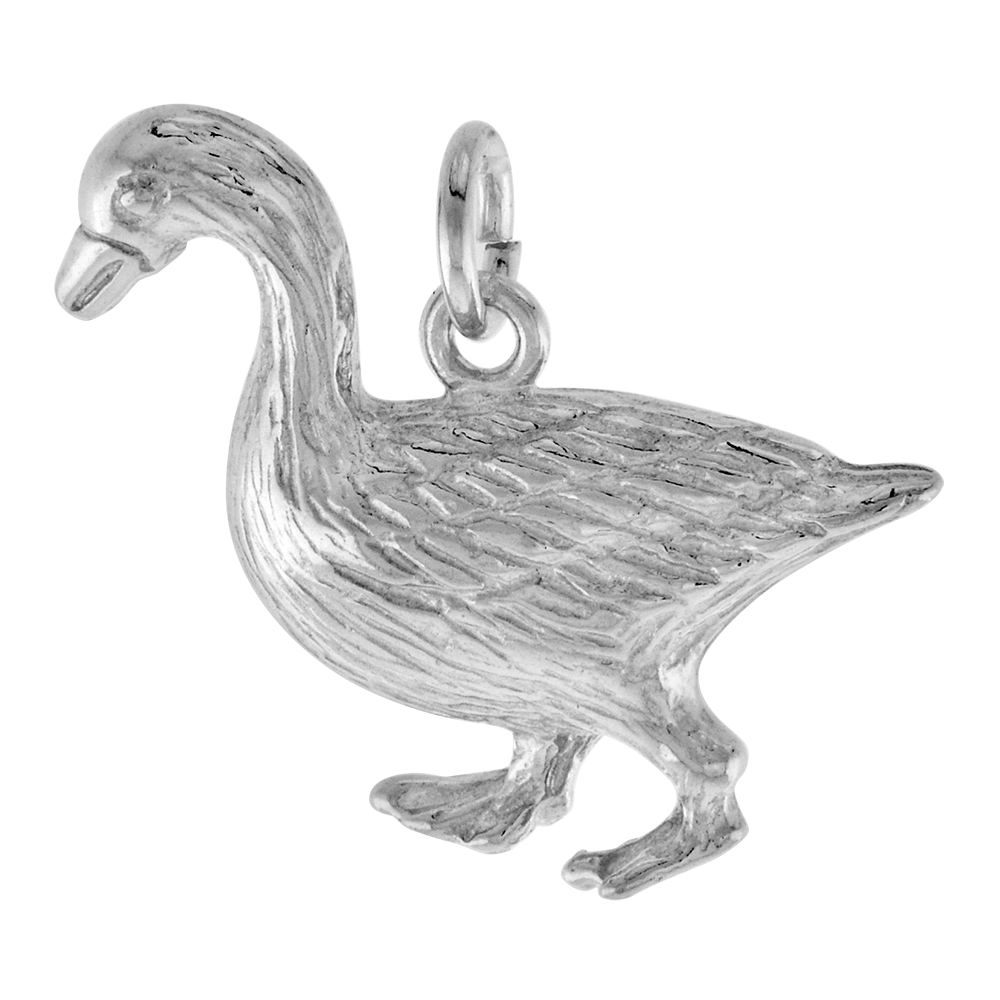 STERLING SILVER GOOSE PENDANT 1 INCH TALL NO CHAIN