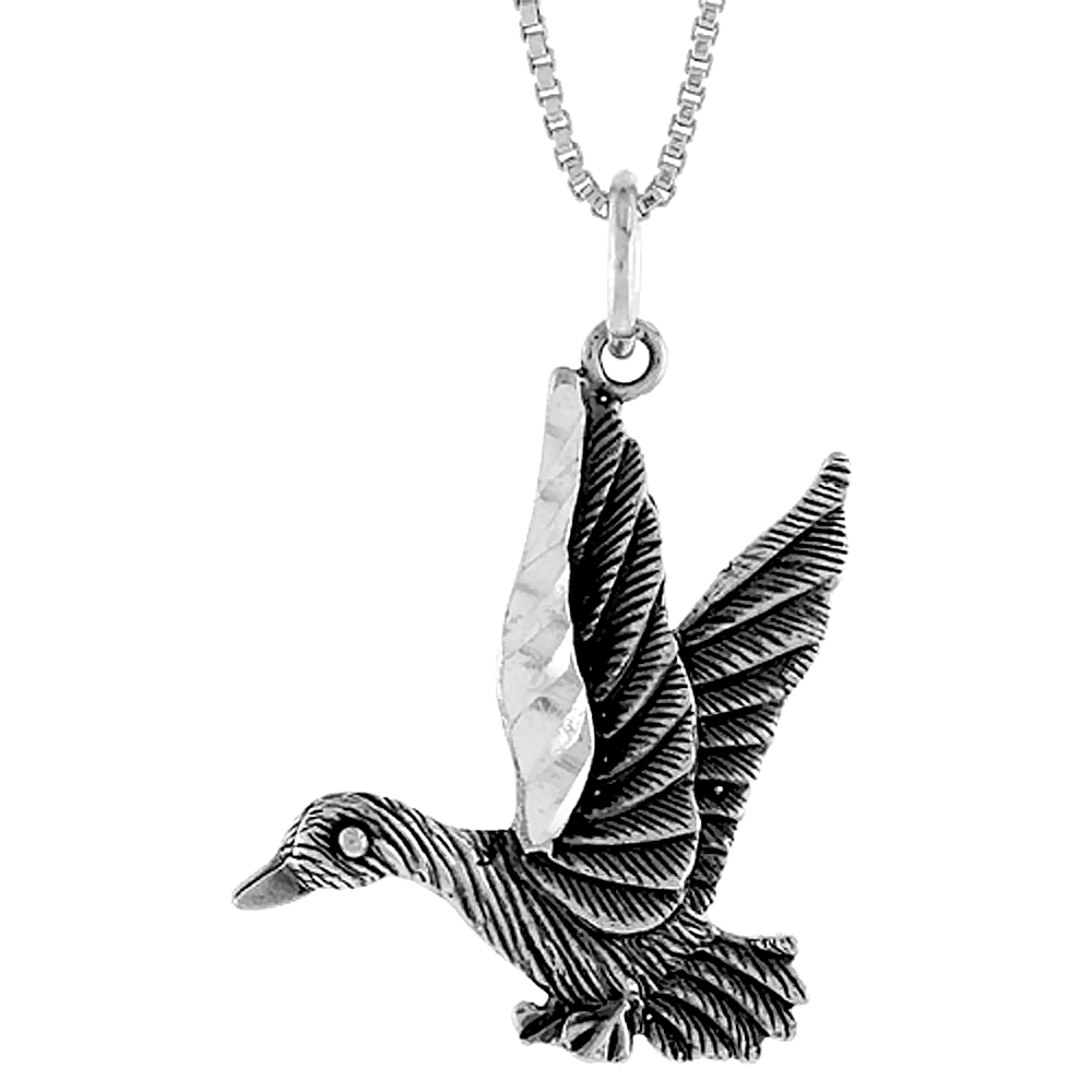 STERLING SILVER DUCK PENDANT, 1 INCH TALL