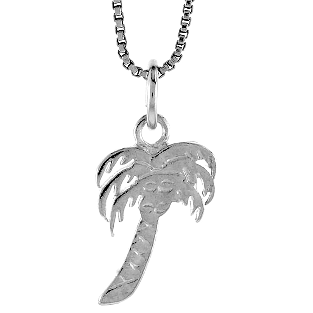 STERLING SILVER PALM TREE PENDANT, 5/8 INCH TALL