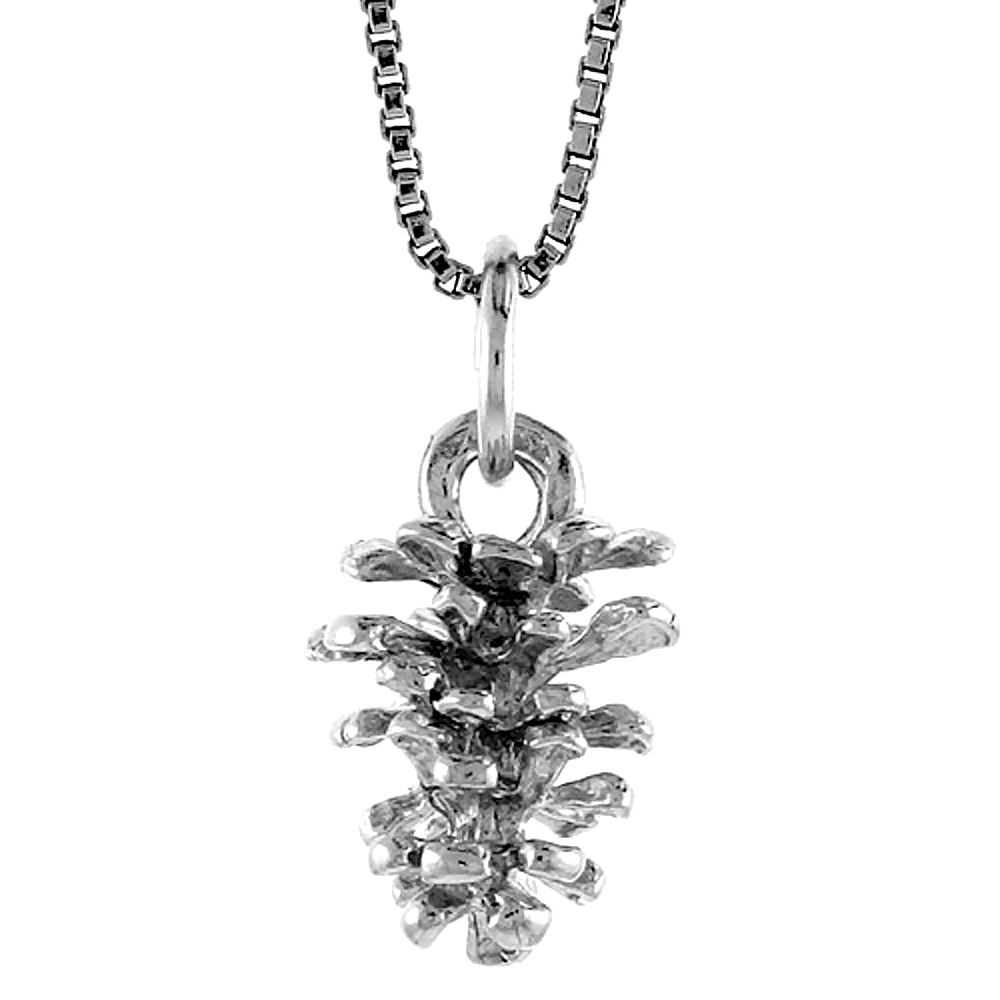 STERLING SILVER PINE CONE PENDANT, 1/2 INCH TALL