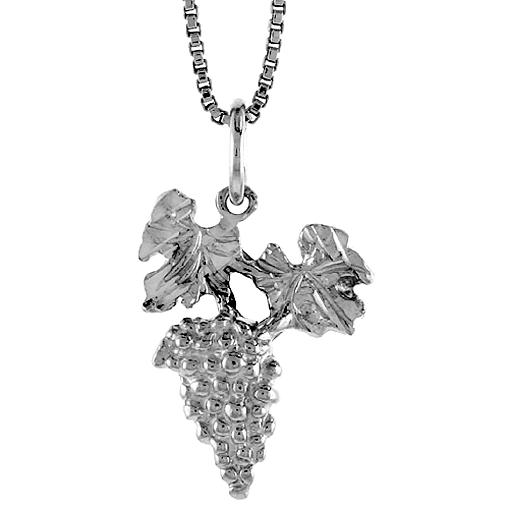 STERLING SILVER GRAPES PENDANT, 3/4 INCH TALL