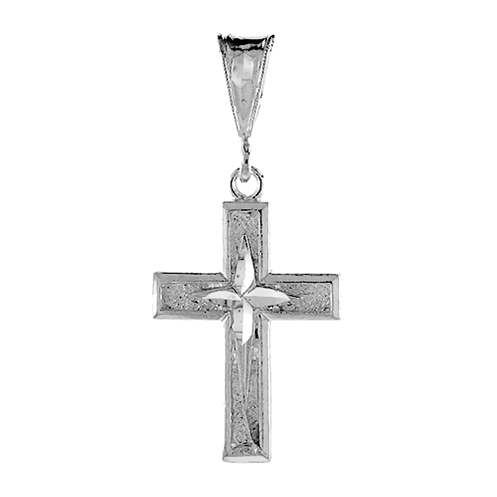 1 1/8 inch Sterling Silver Cross Pendant Latin