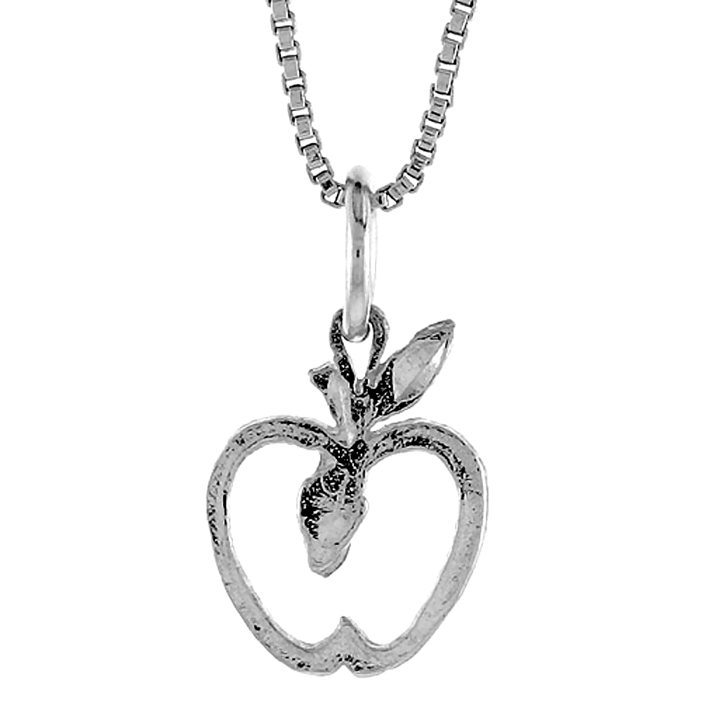 STERLING SILVER APPLE PENDANT, 1/2 INCH TALL