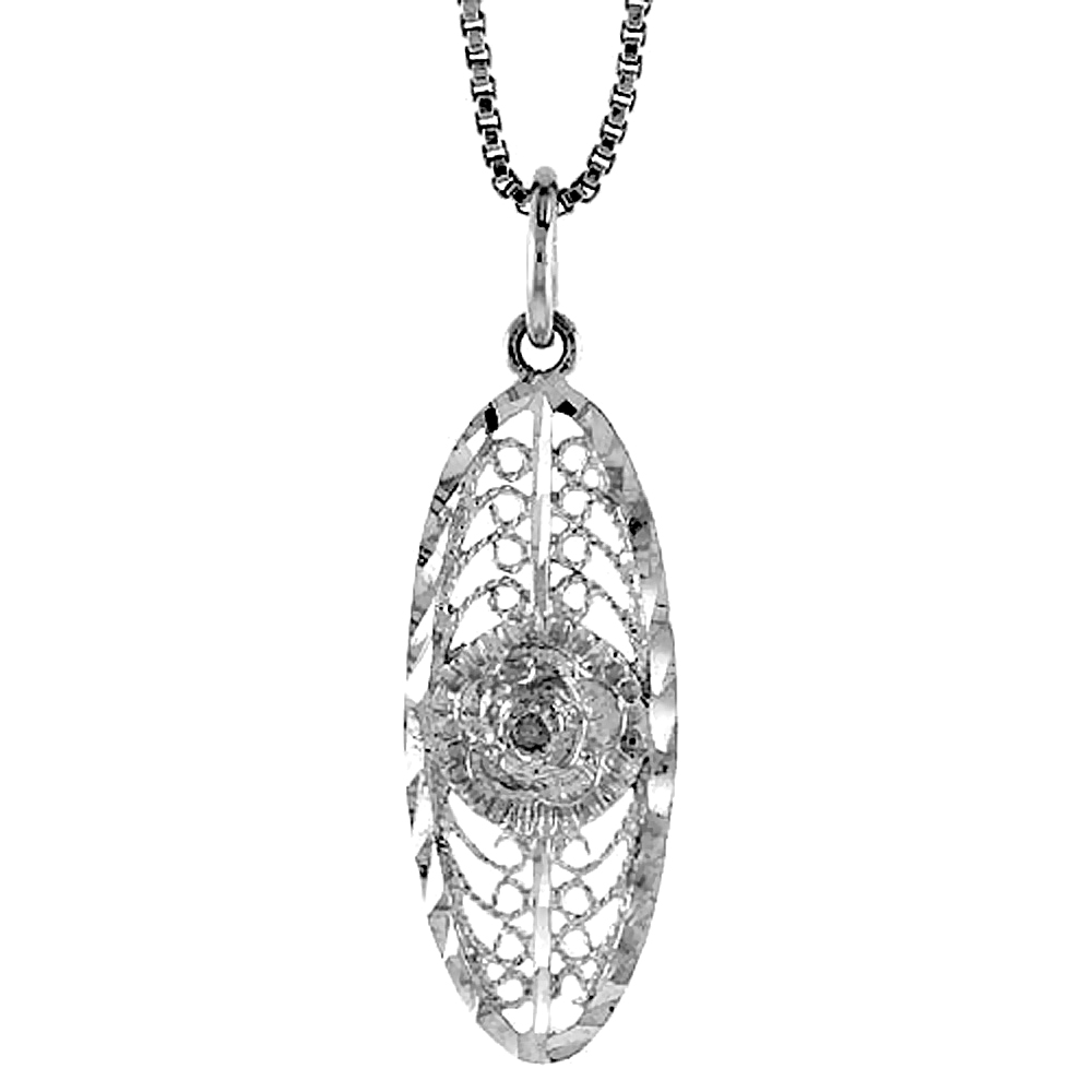 STERLING SILVER FILIGREE PENDANT, 1 INCH TALL