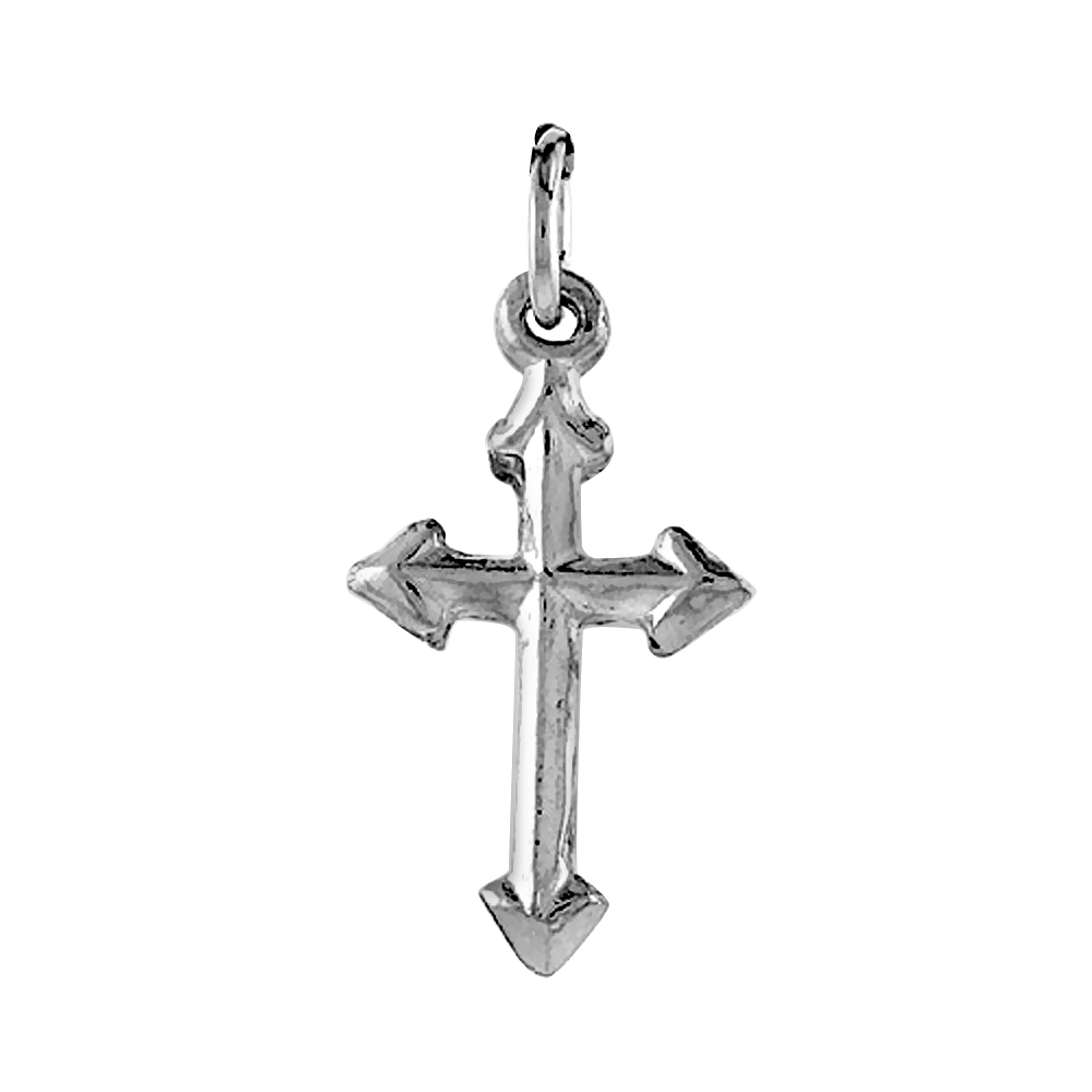 1 INCH STERLING SILVER CROSS PENDANT FLEUR-DE-LIS