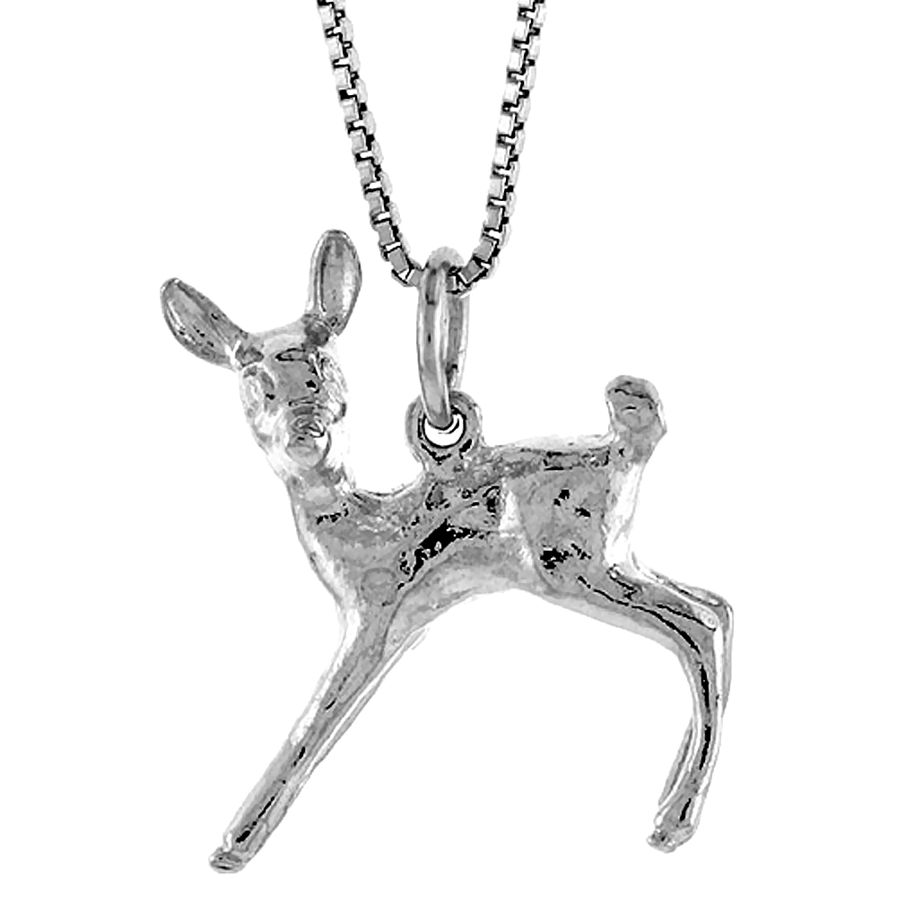 STERLING SILVER DEER PENDANT, 1 INCH TALL