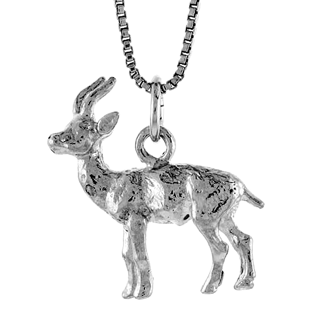 STERLING SILVER DEER PENDANT, 7/8 INCH TALL