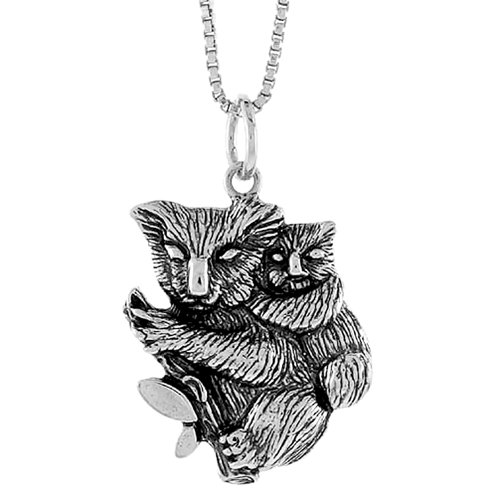STERLING SILVER KOALA BEAR PENDANT, 3/4 INCH