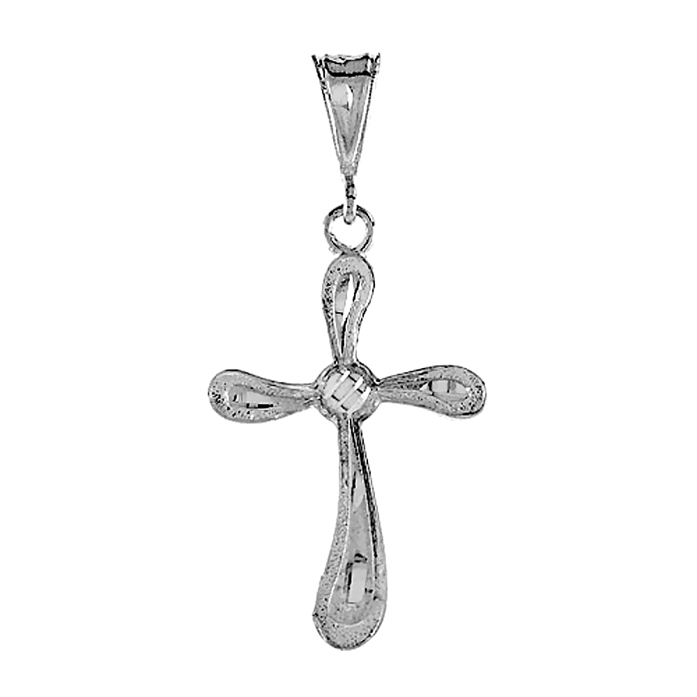 1 3/8 inch Sterling Silver Cross Pendant Everlasting Love