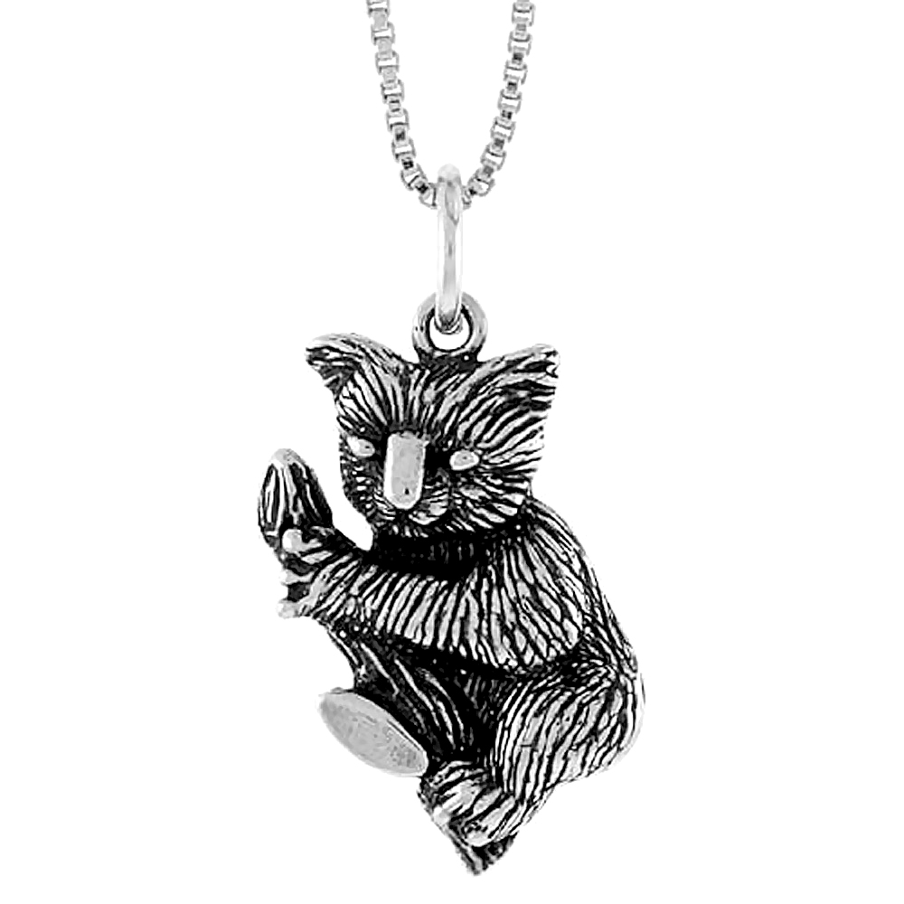 STERLING SILVER KOALA BEAR PENDANT, 7/8 INCH