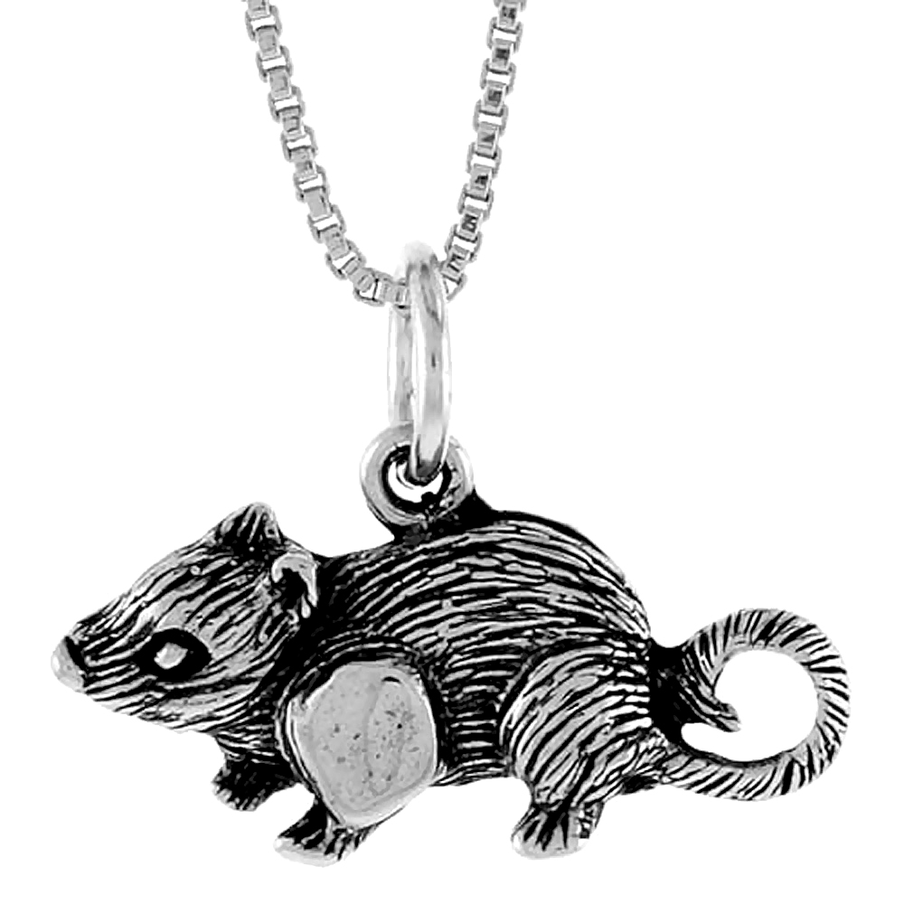 STERLING SILVER RAT PENDANT, 3/8 INCH