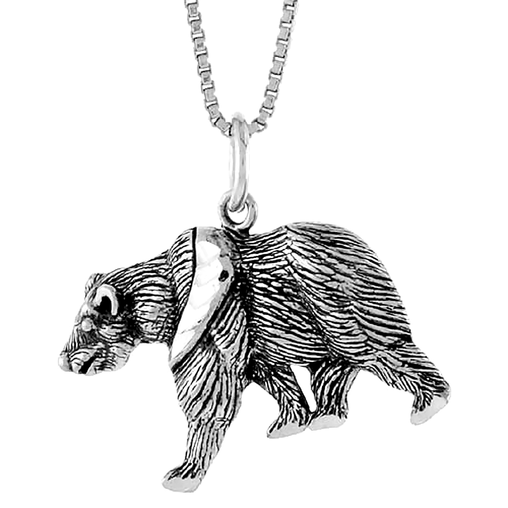STERLING SILVER BEAR PENDANT, 5/8 INCH
