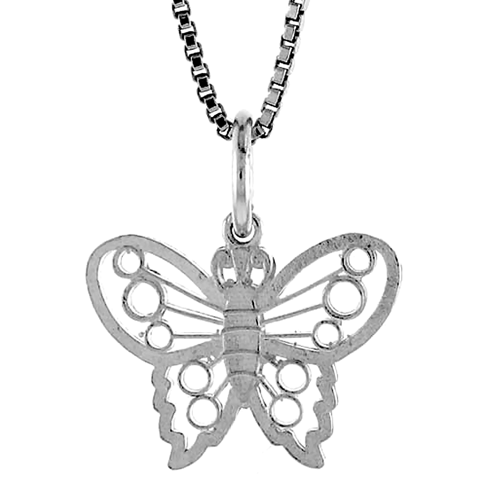 STERLING SILVER SMALL BUTTERFLY PENDANT1/2 INCH ,