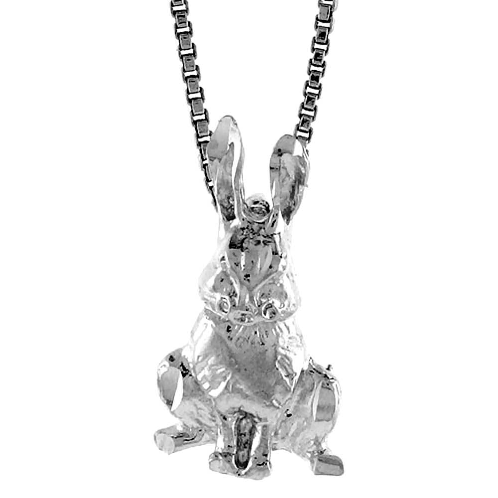 STERLING SILVER SMALL RABBIT PENDANT, 3/4 INCH TALL